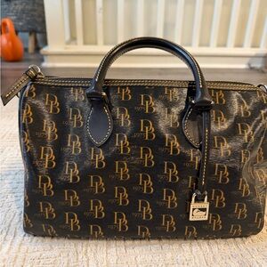 Dooney & Bourke Black and Gold Monogram Satchel